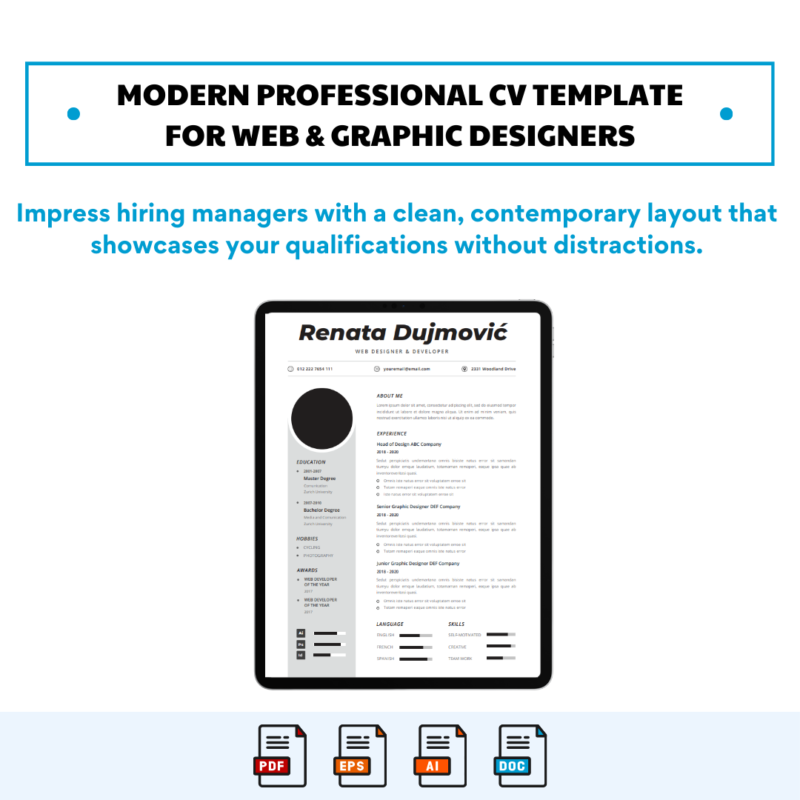 Modern Professional CV Template for Web & Graphic Designers