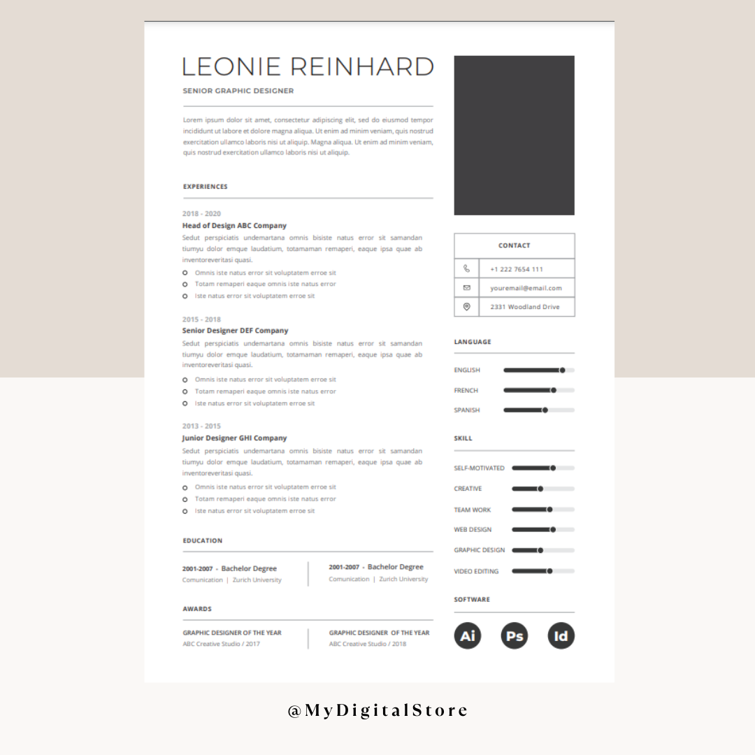 Modern Minimalist CV Template for Creative Professionals