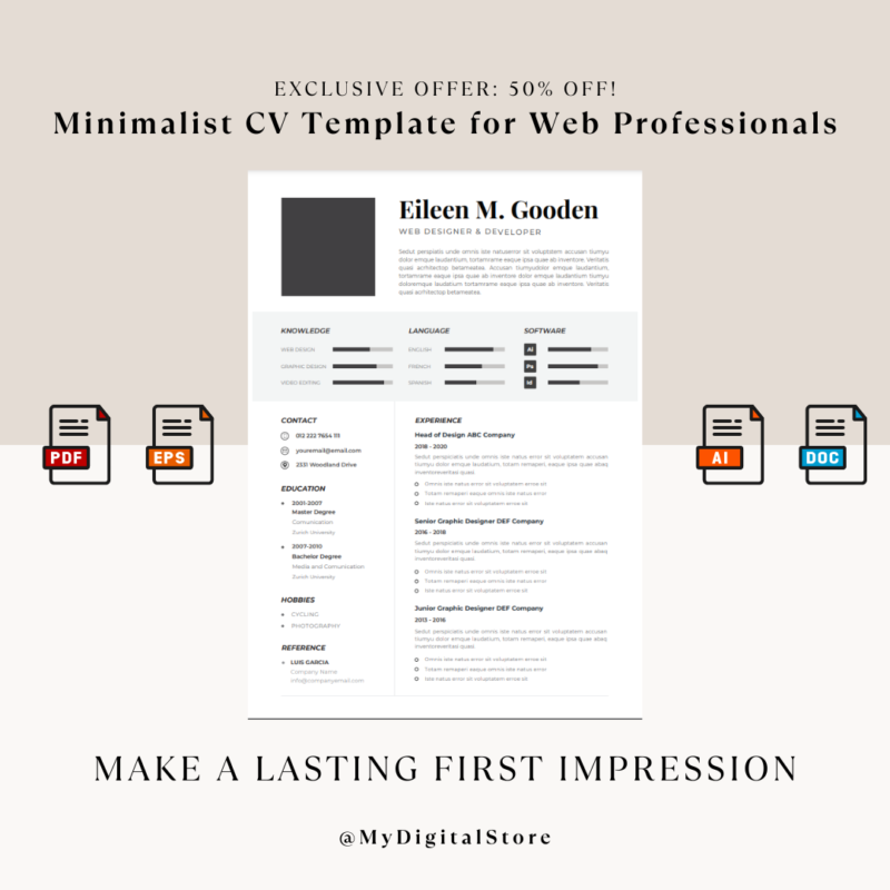 Minimalist Creative CV Template for Web Professionals
