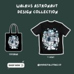 Walrus Astronaut - Fun Space Adventure Digital Design