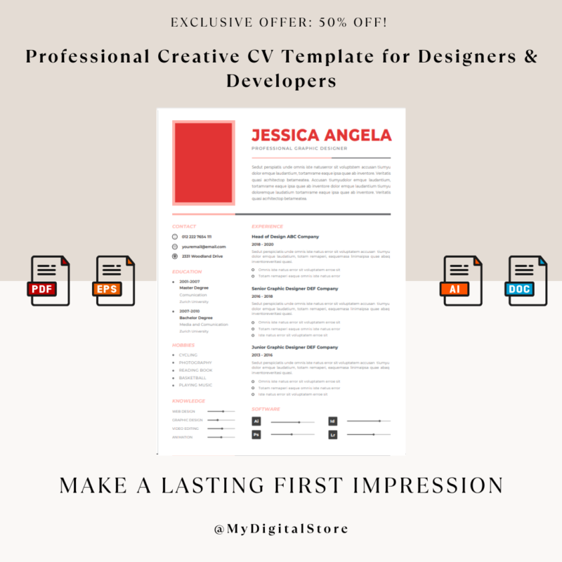 Professional Creative CV Template for Designers & Developers