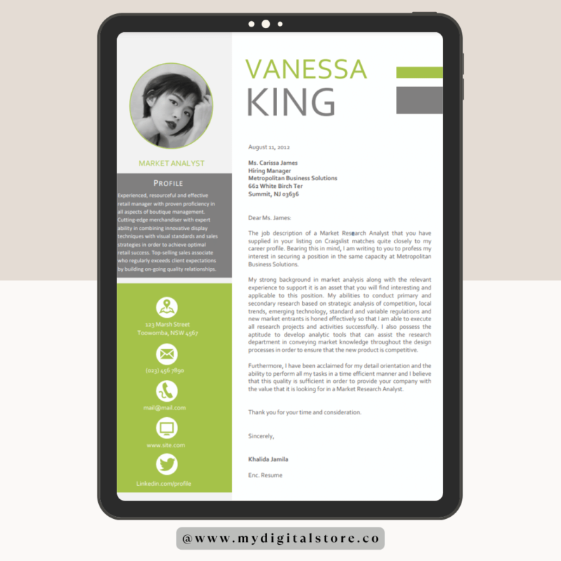 Elegant Market Analyst CV Template – Stand Out with Professionalism!