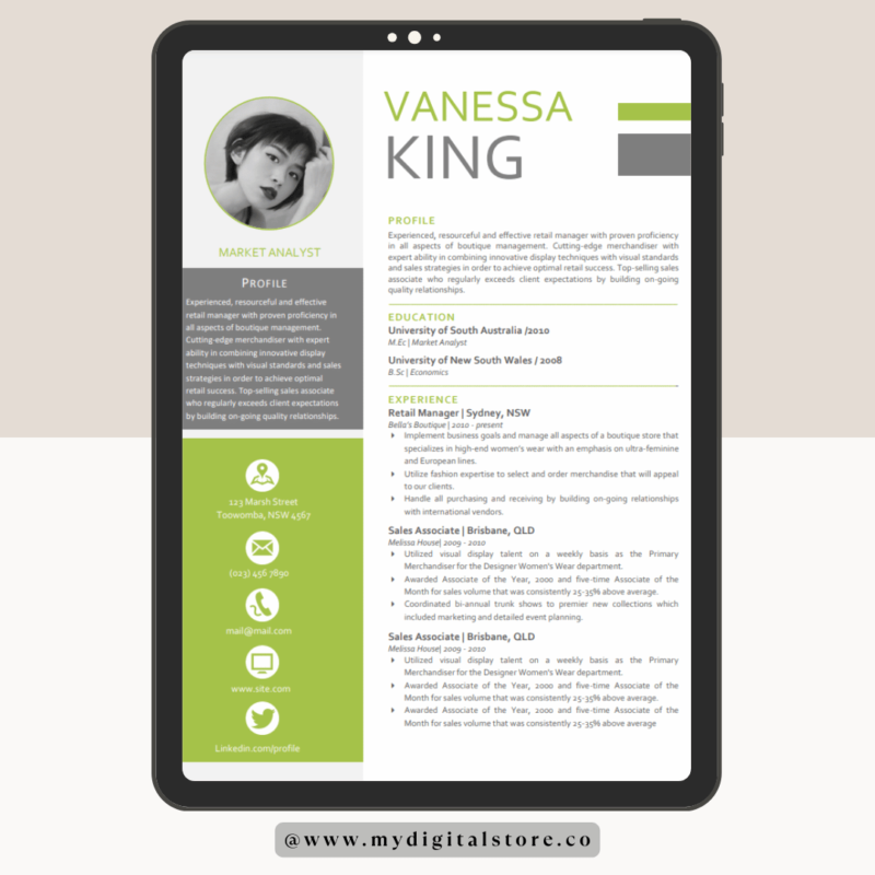 Elegant Market Analyst CV Template – Stand Out with Professionalism!