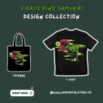 Transform your designs with the Fierce Dino Samurai Digital Art Bundle! Includes high-quality PNG & EPS formats perfect for apparel, posters, and more