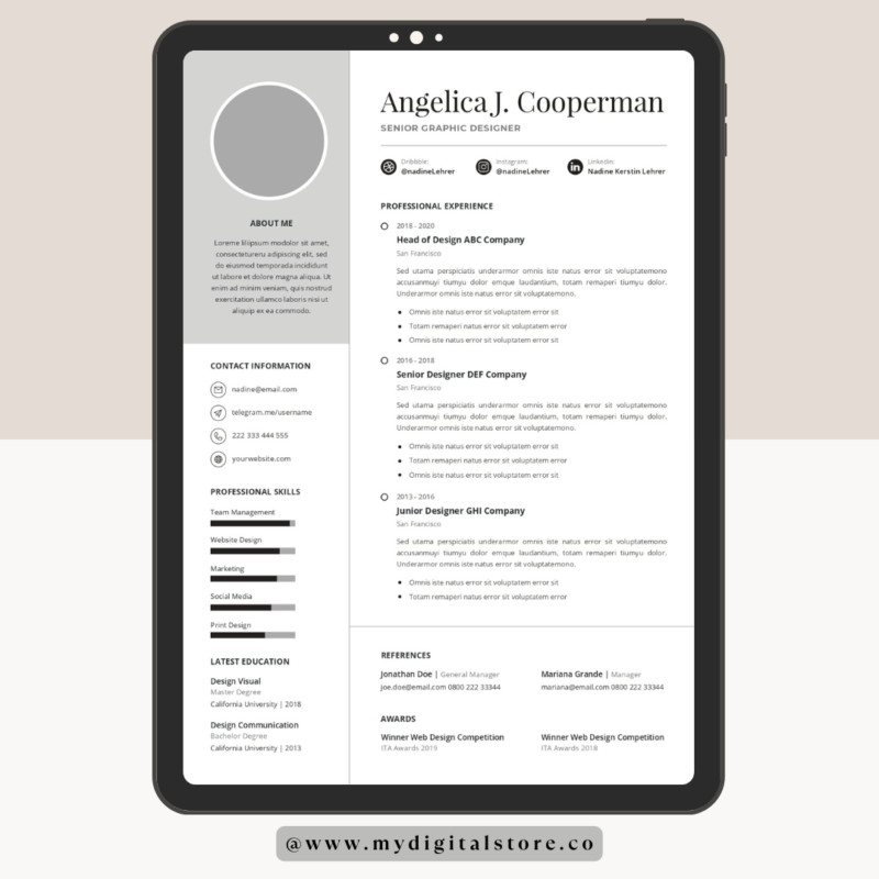Professional & Modern CV Resume Template – Editable Word, InDesign & IDML Formats